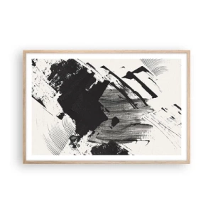 Póster en marco roble claro - Abstracción: la expresión del negro - 91x61 cm