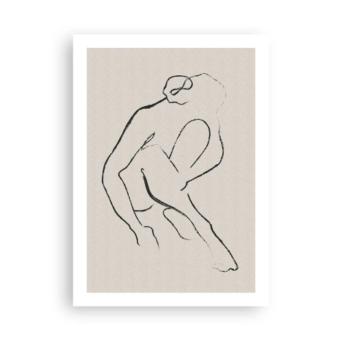 Póster - Un boceto minimalista de una silueta femenina. - 50x70cm - Boceto íntimo - Decoración de pared moderna para salón y dormitorio ARTTOR