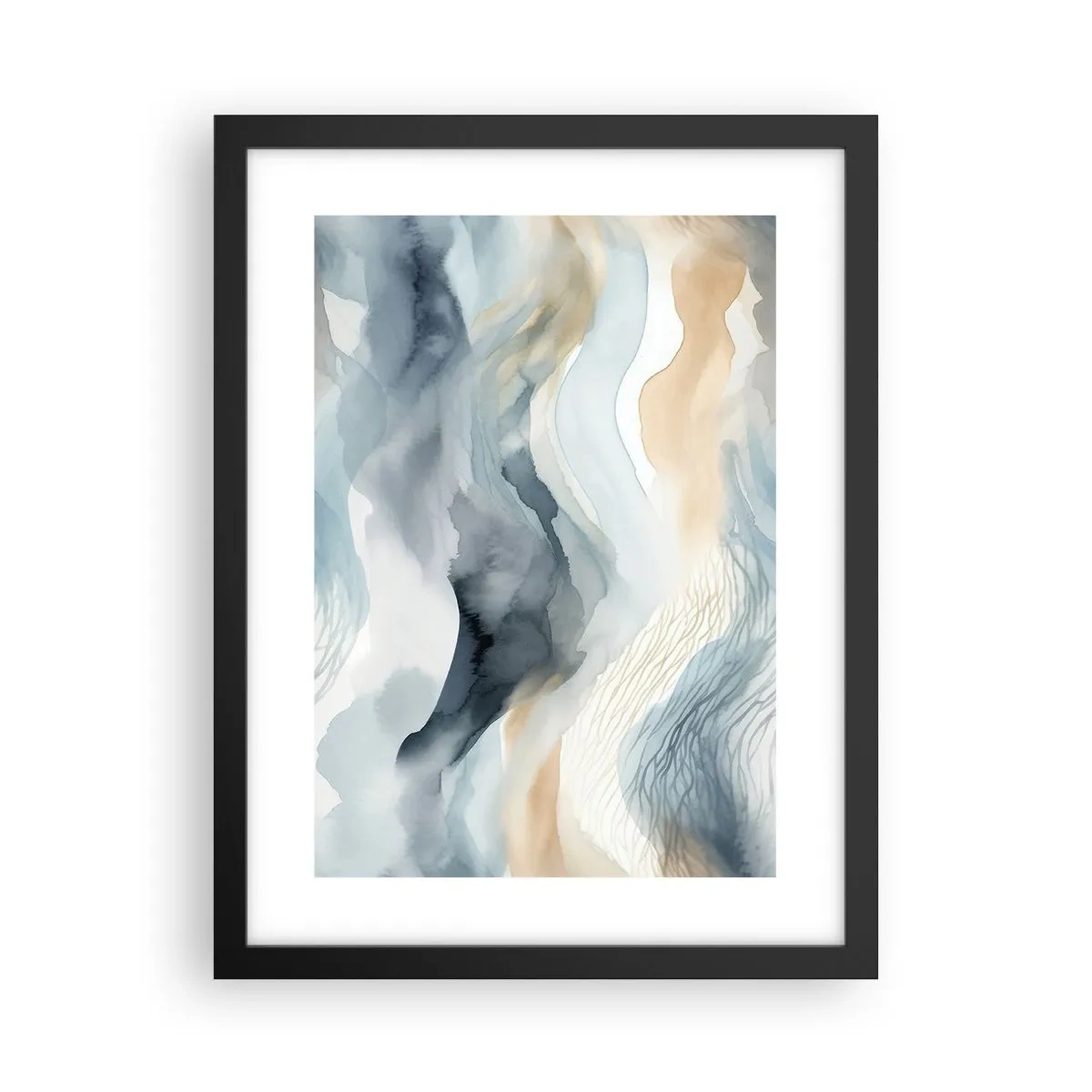Póster en marco negro - Abstracción de nieve y niebla - 30x40 cm