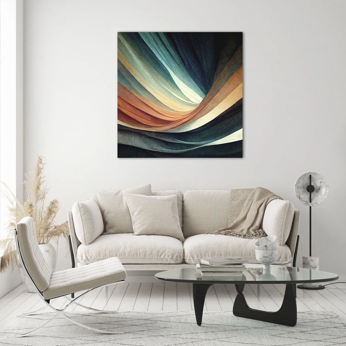 Cuadro sobre vidrio - Impresiones sobre Vidrio - Tejido de colores - 40x40 cm