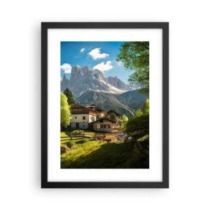 Póster en marco negro - Idilio alpino - 30x40 cm