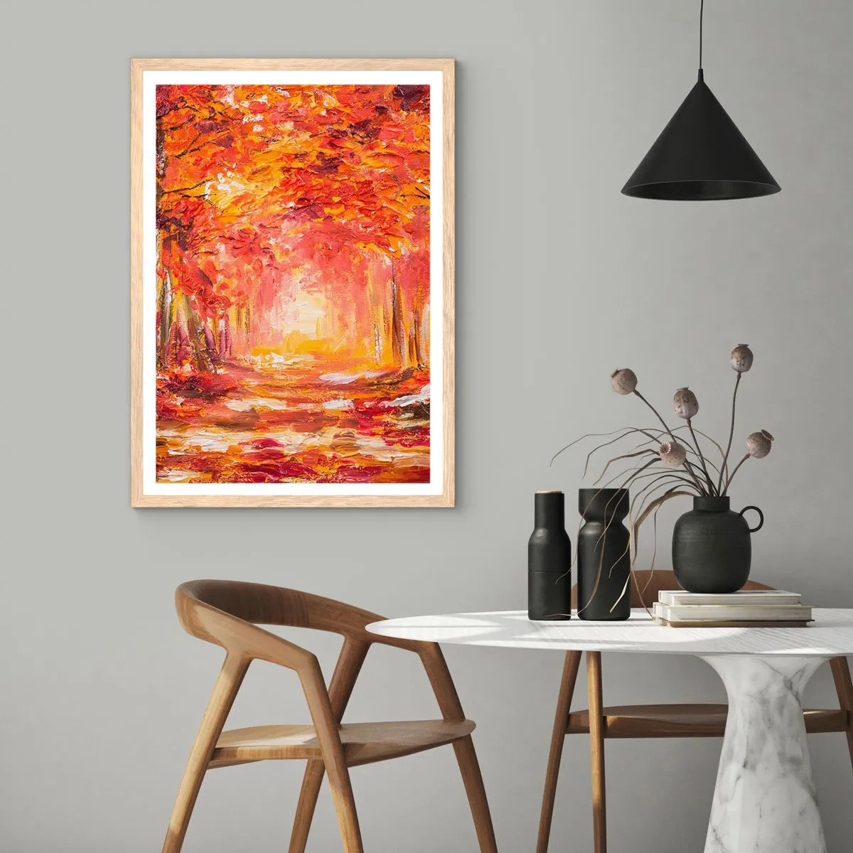 Póster en marco roble claro - Bosque de cobre - 61x91 cm