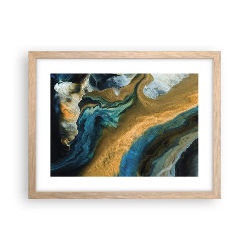 Póster en marco roble claro - Azul - amarillo - influencia mutua - 40x30 cm