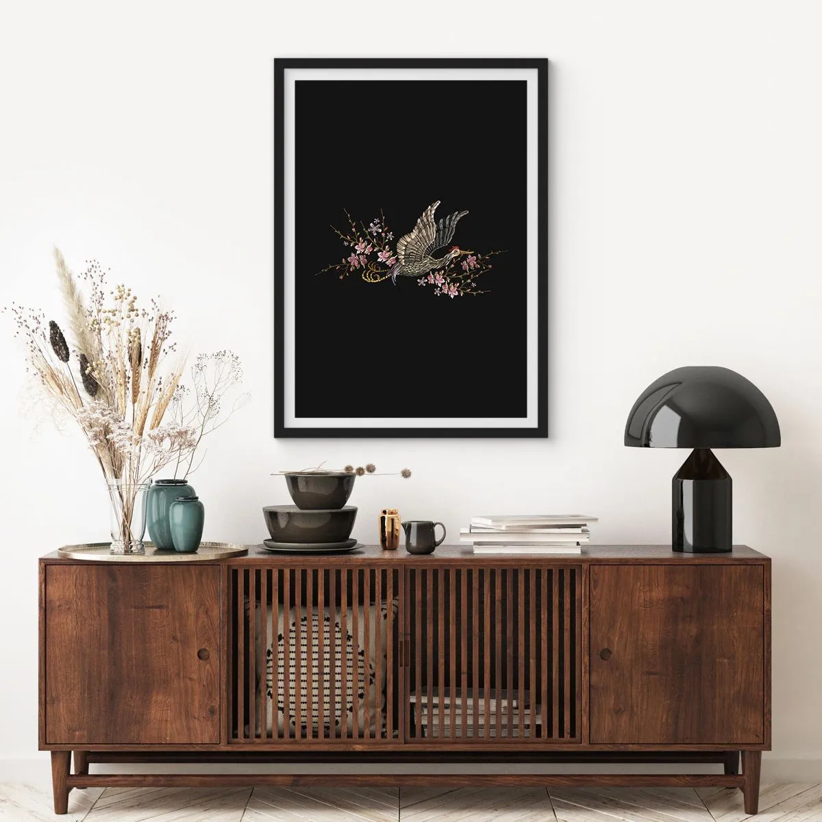 Póster en marco negro - Ave florida - 61x91 cm
