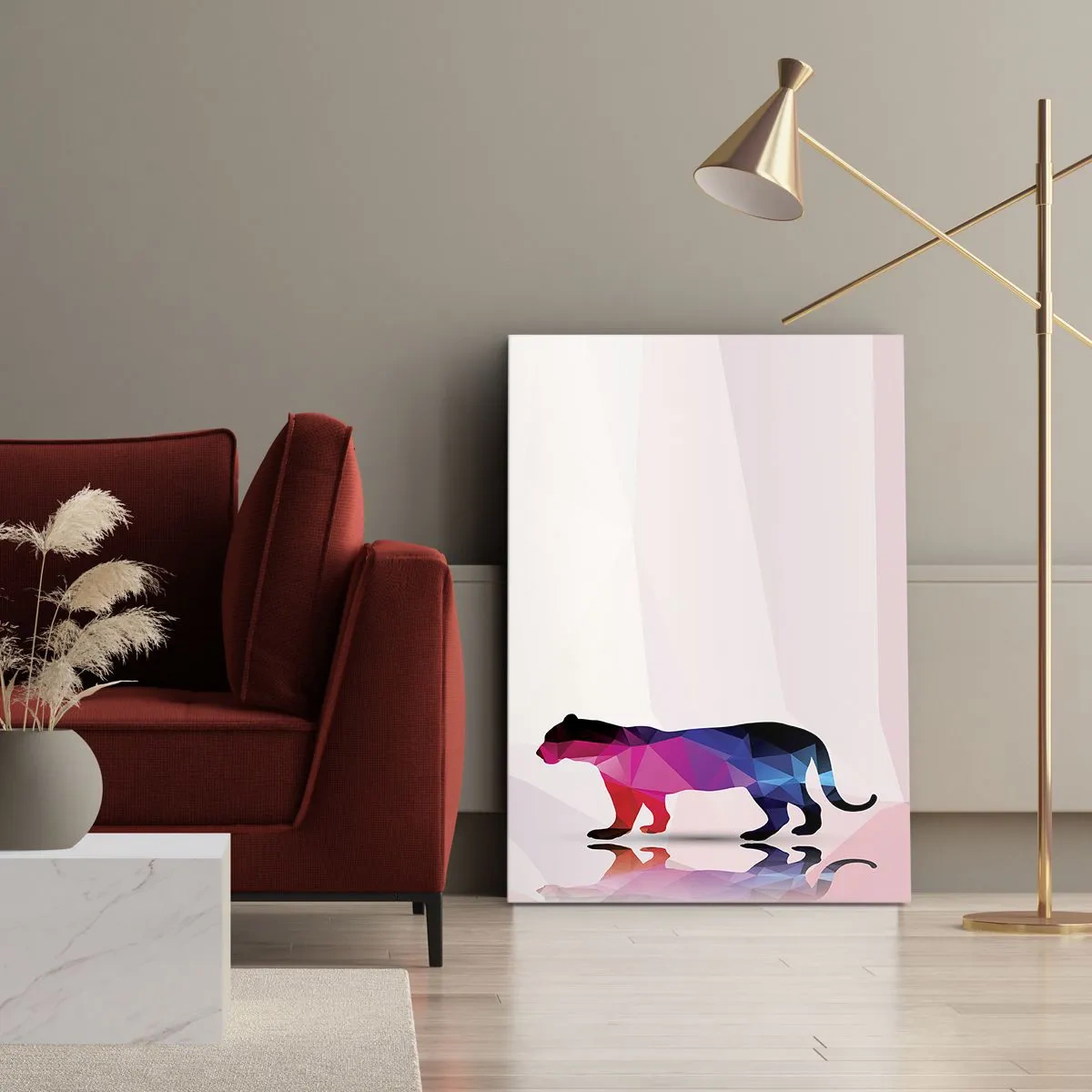 Cuadro sobre lienzo - Impresión de Imagen - Pantera de diamante - 55x100 cm