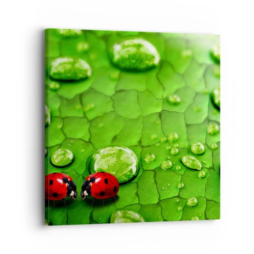 Cuadro sobre lienzo - Impresión de Imagen - Reunión sobre verde - 30x30 cm