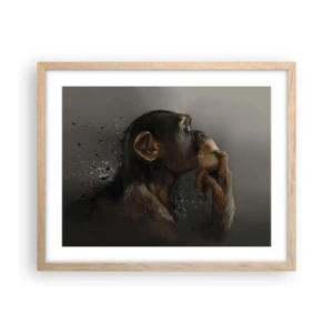 Póster en marco roble claro - La evolución del pensador - 50x40 cm