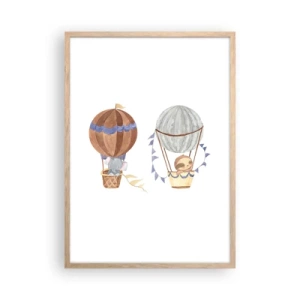 Póster en marco roble claro - Amigos de viaje - 50x70 cm