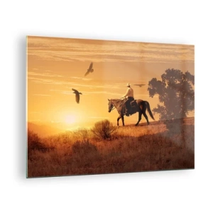 Cuadro sobre vidrio - Impresiones sobre Vidrio - Solo por la pradera - 70x50cm - Solo a través de la pradera - Decoración de pared moderna para salón y dormitorio ARTTOR