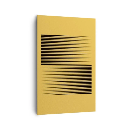 Cuadro sobre lienzo - Impresión de Imagen - Líneas negras verticales sobre un fondo amarillo - 80x120cm - Cuadrado de opuestos - Decoración de pared moderna para salón y dormitorio ARTTOR