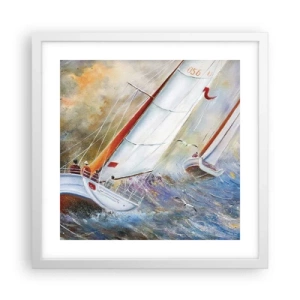 Póster en marco blanco - Surcando las olas - 40x40 cm
