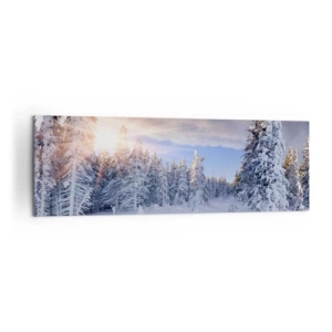 Cuadro sobre lienzo - Impresión de Imagen - Paisaje invernal con un bosque nevado al atardecer - 160x50cm - Un espectáculo de naturaleza nevada - Decoración de pared moderna para salón y dormitorio ARTTOR