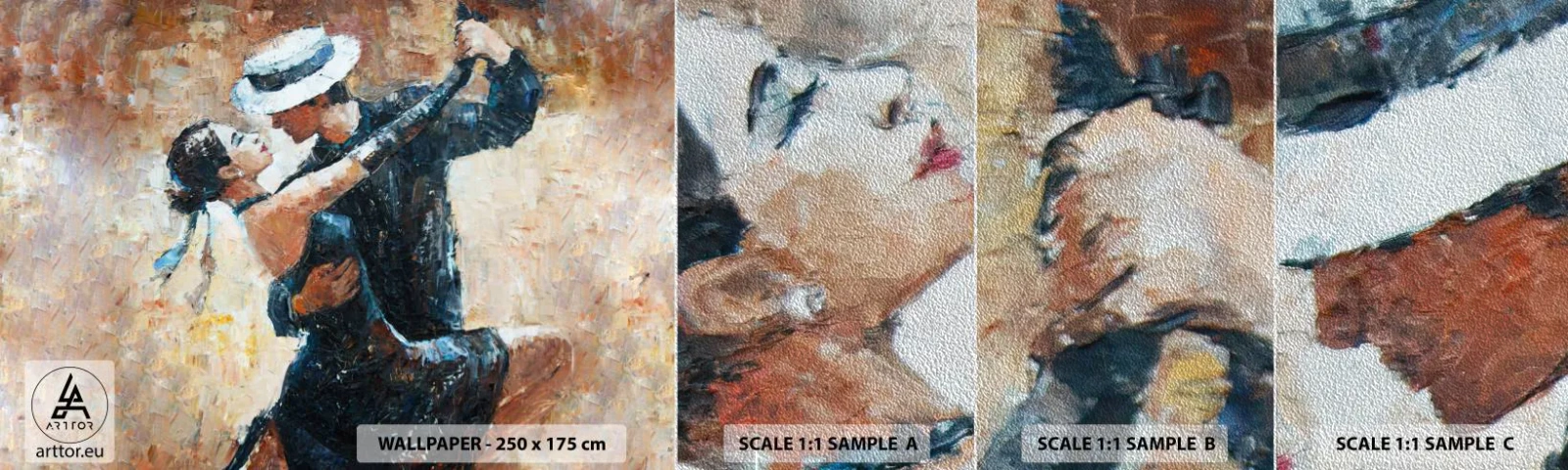Muestra de fotomural Premium Sand - Estilo Rudolf Valentino - Abstracción, Bailar, Tango - 100x30 cm