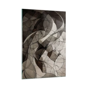 Cuadro sobre vidrio - Impresiones sobre Vidrio - Una composición abstracta de líneas orgánicas en tonos tierra. - 50x70cm - Circulación en colores tierra - Decoración de pared moderna para salón y dormitorio ARTTOR