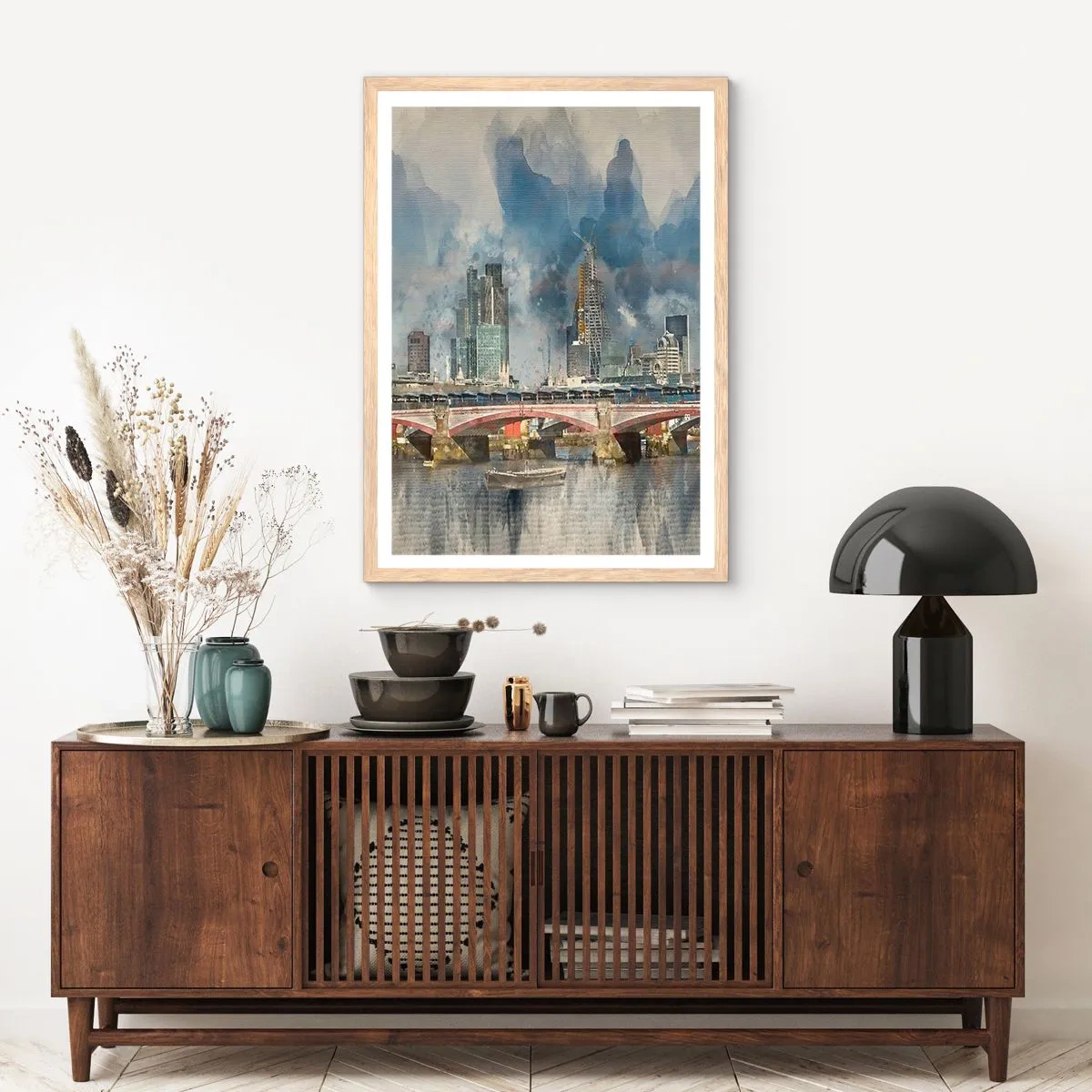 Póster en marco roble claro - Londres en todo su esplendor - 61x91 cm