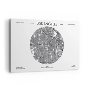 Cuadro sobre lienzo - Impresión de Imagen - Un mapa de Los Ángeles en un estilo minimalista en blanco y negro. - 120x80cm - Anatomía de Los Ángeles - Decoración de pared moderna para salón y dormitorio ARTTOR