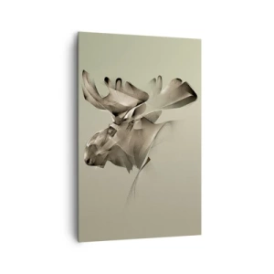 Cuadro sobre lienzo - Impresión de Imagen - Una imagen abstracta de un alce sobre un fondo minimalista. - 80x120cm - El suave poder de la paz - Decoración de pared moderna para salón y dormitorio ARTTOR
