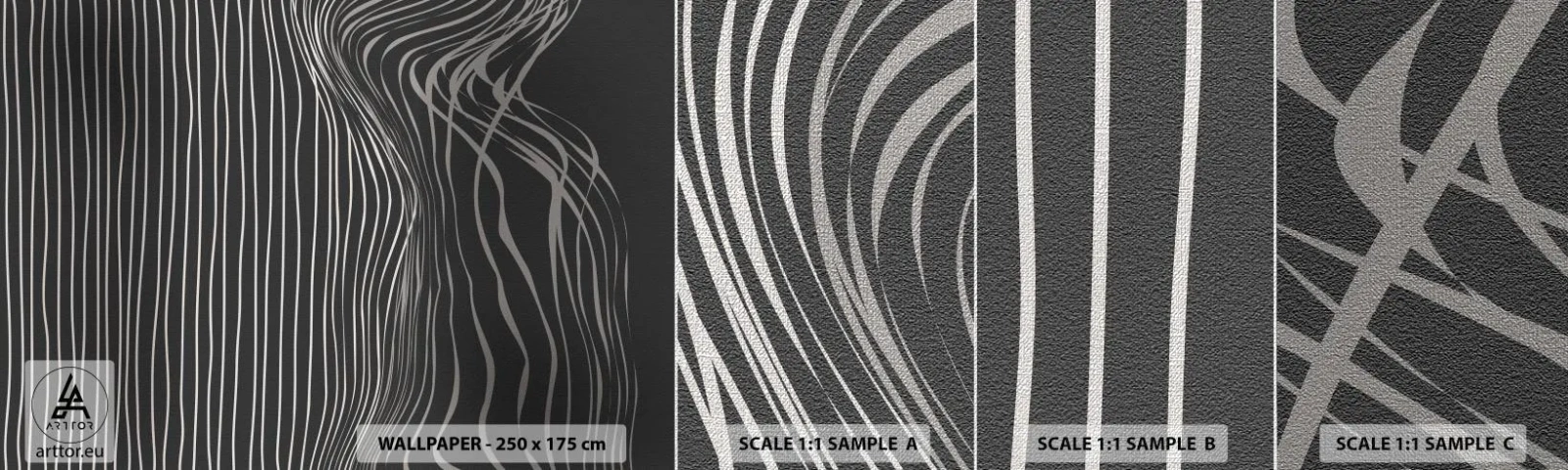Muestra de fotomural Premium Canvas - Ritmo y acento - Abstracción, Pedazo, En blanco y negro - 100x30 cm