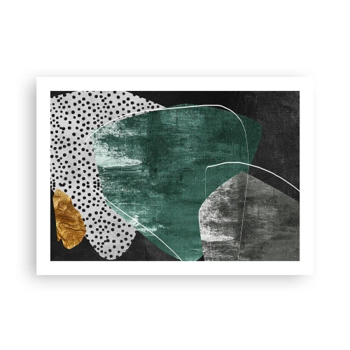 Póster - Abstracción colorista con un copo de oro - 70x50 cm