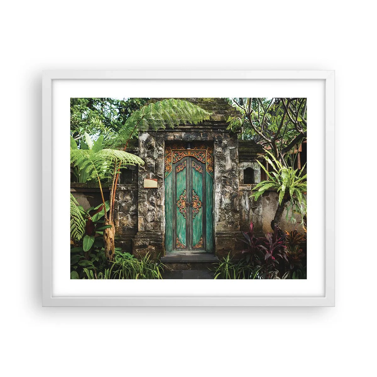 Póster en marco blanco - Una puerta a un mundo exótico - 50x40 cm