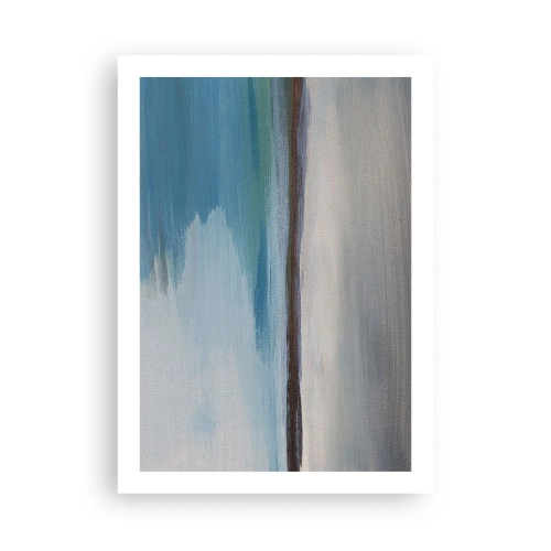 Póster - Paisaje abstracto en tonos azules y grises. - 50x70cm - Paisaje horizontal - Decoración de pared moderna para salón y dormitorio ARTTOR