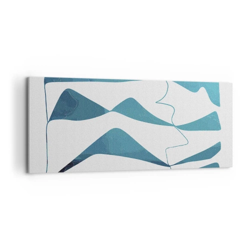 Cuadro sobre lienzo - Impresión de Imagen - Formas abstractas en tonos azules sobre un fondo blanco. - 120x50cm - Abstracción: un compuesto turquesa - Decoración de pared moderna para salón y dormitorio ARTTOR