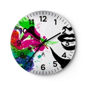 Reloj de pared - Reloj de vidrio - Una historia con los colores del arco iris - 30x30 cm