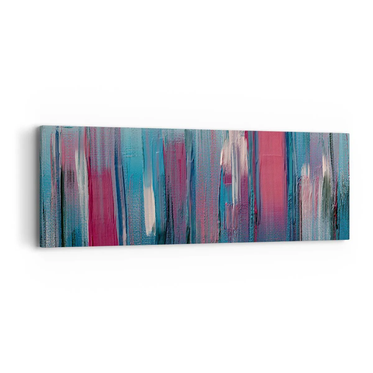 Cuadro sobre lienzo - Impresión de Imagen - Composición vertical en azul y rojo - 90x30 cm
