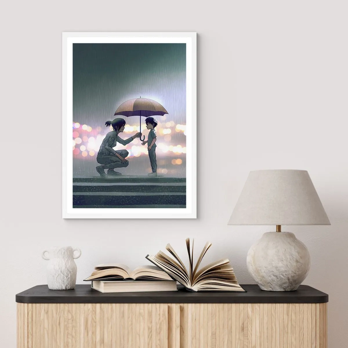 Póster en marco blanco - Y todo está bien - 40x50 cm