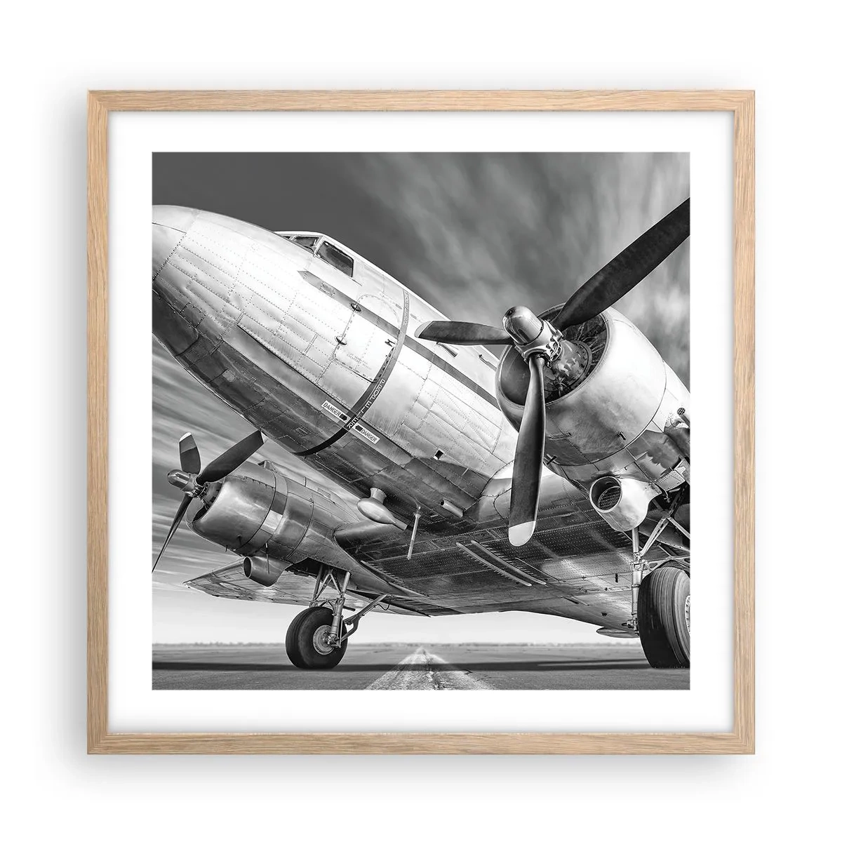 Póster en marco roble claro - Siempre listo para volar - 50x50 cm