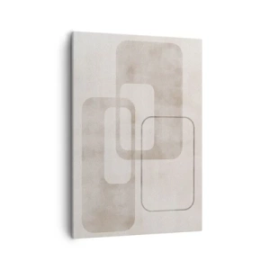 Cuadro sobre lienzo - Impresión de Imagen - Una composición minimalista con rectángulos en tonos beige sobre un fondo sutil. - 50x70cm - Fuga geométrica - Decoración de pared moderna para salón y dormitorio ARTTOR