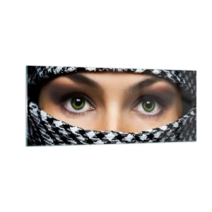 Cuadro sobre vidrio - Impresiones sobre Vidrio - Hermosa mirada de ojos verdes - 100x40 cm