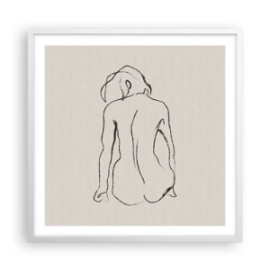 Póster en marco blanco - Esbozos de una espalada - 60x60 cm