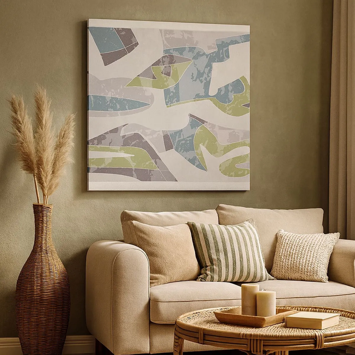 Cuadro sobre lienzo - Impresión de Imagen - Composición tras vidriera - 30x30 cm