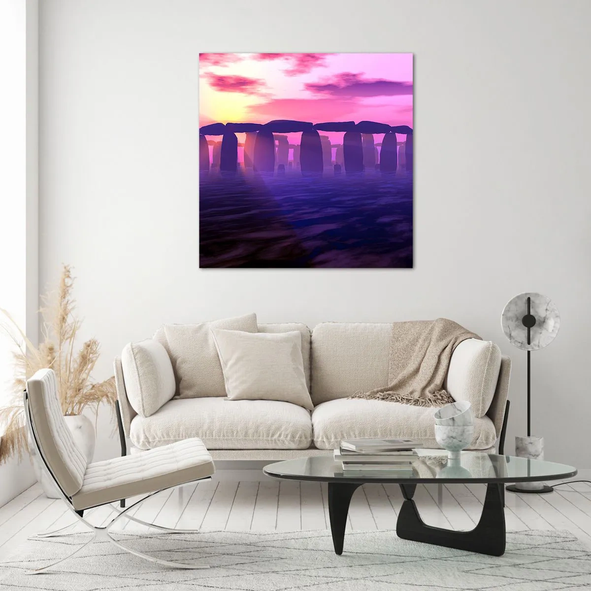 Cuadro sobre vidrio - Impresiones sobre Vidrio - Misterio al amanecer en la niebla - 60x60 cm