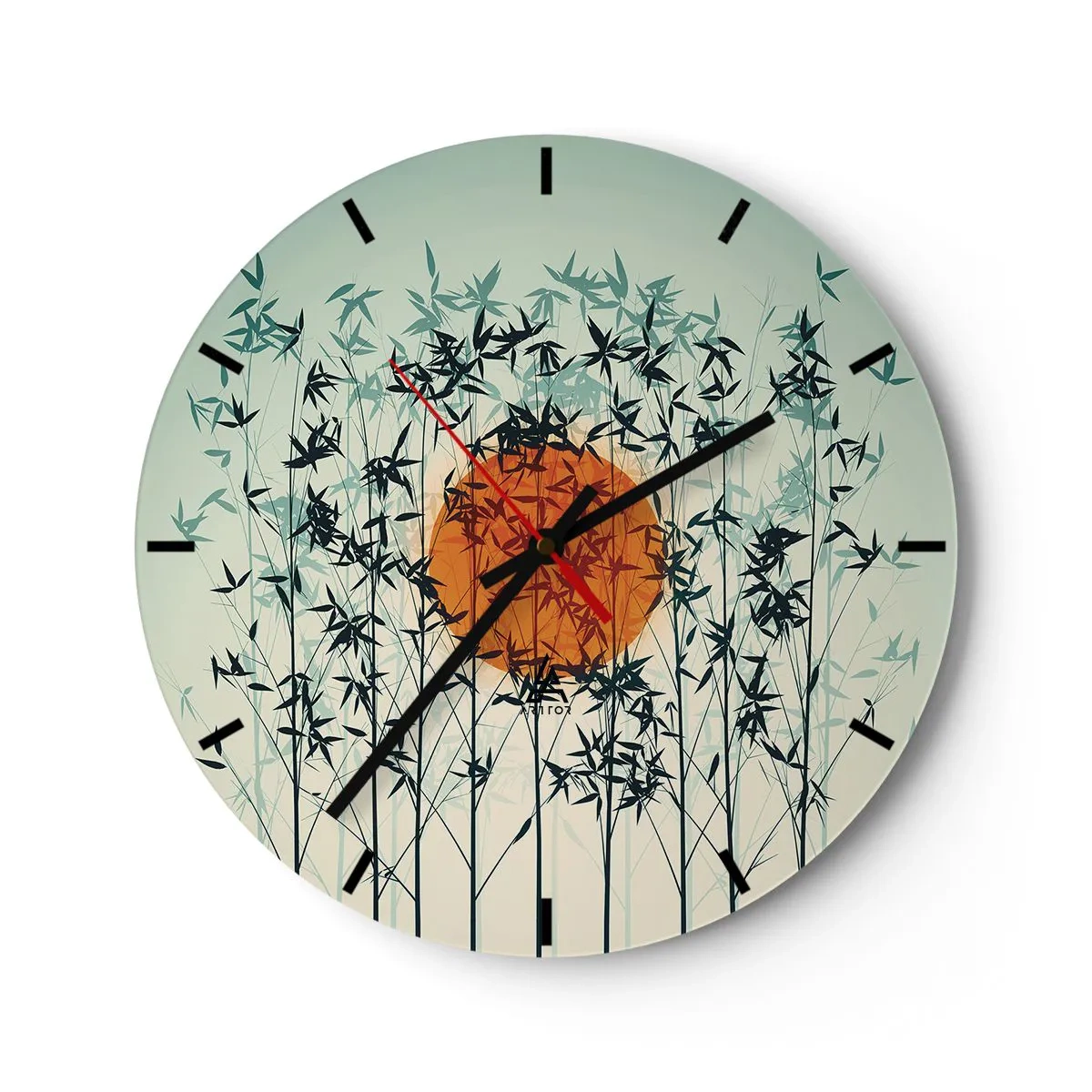 Reloj de pared - Reloj de vidrio - El sol de Japón - 40x40 cm