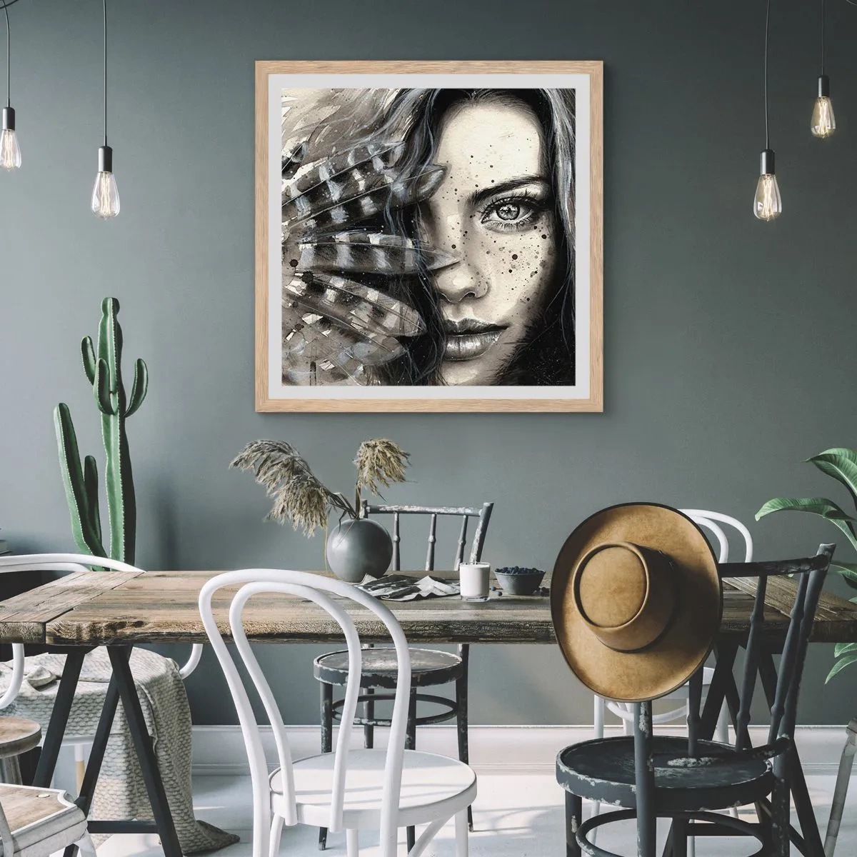 Póster en marco roble claro - Belleza salvaje - 40x40 cm