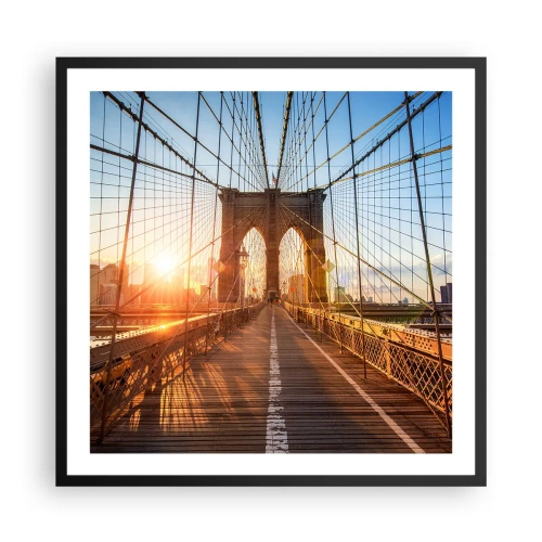 Póster en marco negro - En el puente dorado - 60x60 cm