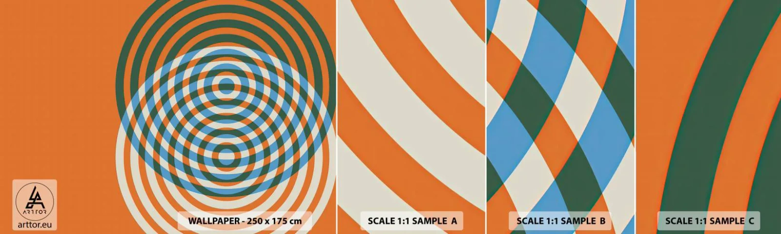 Muestra de fotomural autoadhesivo Deluxe Sticker - Círculos y abstracción - Abstracción, Pedazo, Distritos - 100x30 cm