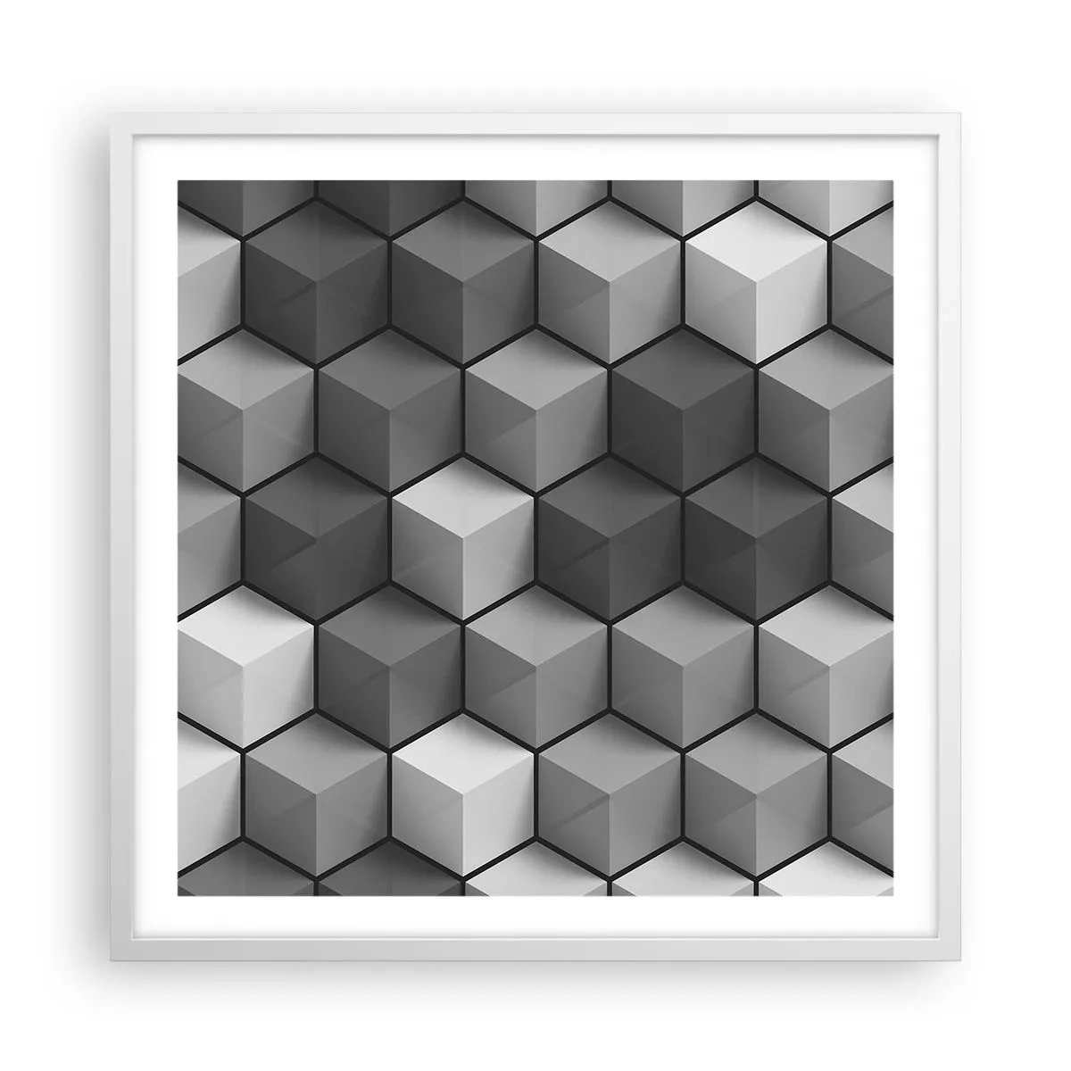 Póster en marco blanco - Rompecabezas cubista - 60x60 cm