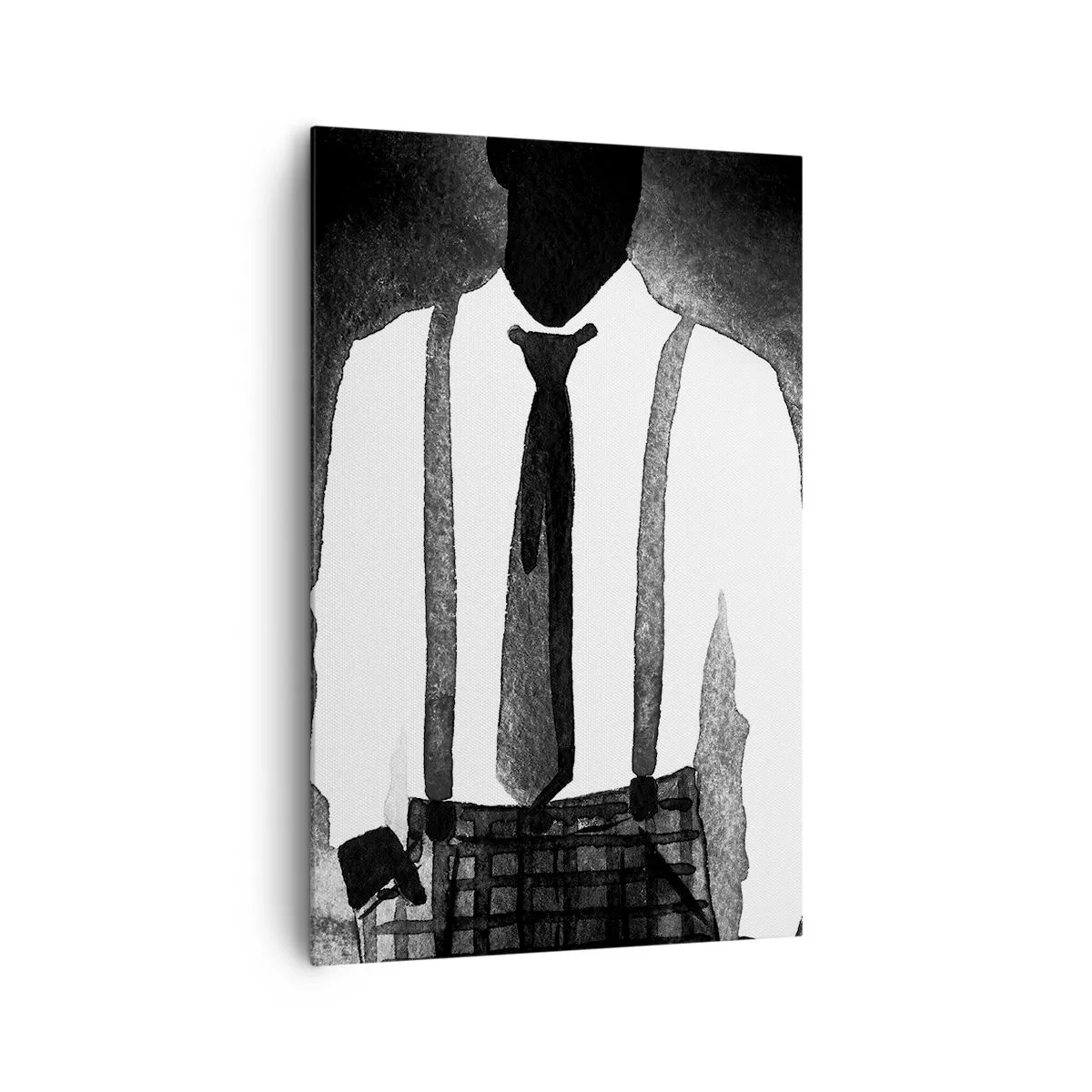 Cuadro sobre lienzo - Impresión de Imagen - Personajes de estilo noir, elegancia en blanco y negro y misterio. - 80x120cm - En un ambiente noir - Decoración de pared moderna para salón y dormitorio ARTTOR