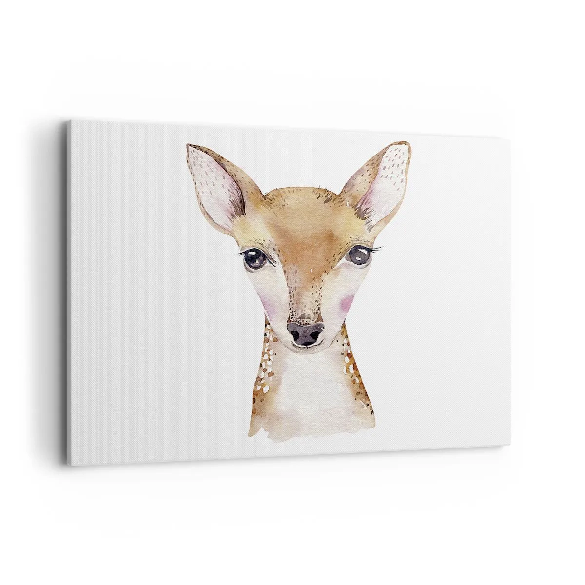 Cuadro sobre lienzo - Impresión de Imagen - Retrato en acuarela de un corzo joven sobre un fondo blanco - 100x70cm - La naturaleza de la inocencia - Decoración de pared moderna para salón y dormitorio ARTTOR