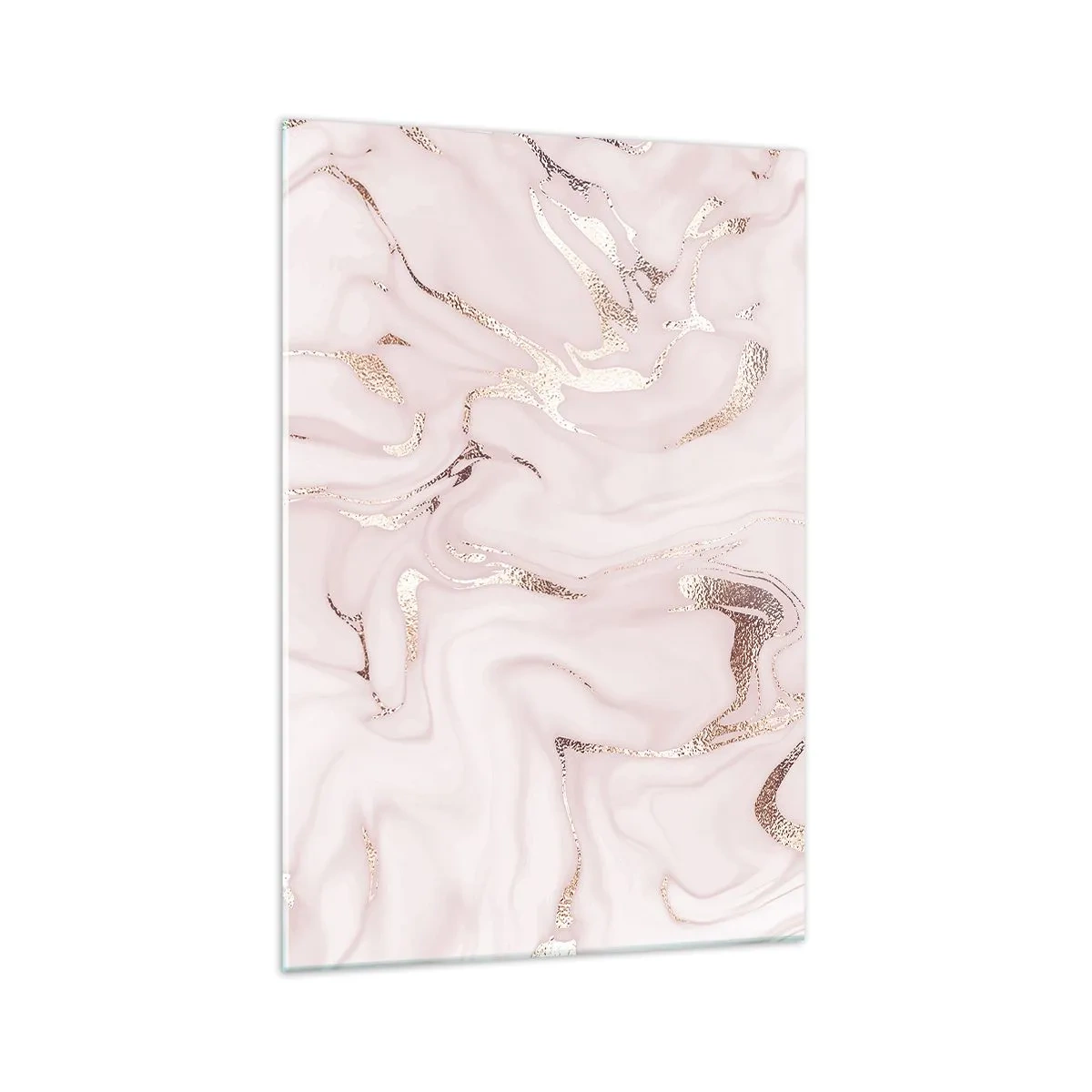 Cuadro sobre vidrio - Impresiones sobre Vidrio - Elegante abstracción en tonos rosa y dorado. - 70x100cm - En rosa - Decoración de pared moderna para salón y dormitorio ARTTOR
