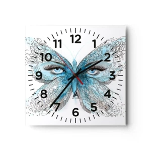 Reloj de pared - Reloj de vidrio - Mirada de mariposa - 30x30 cm
