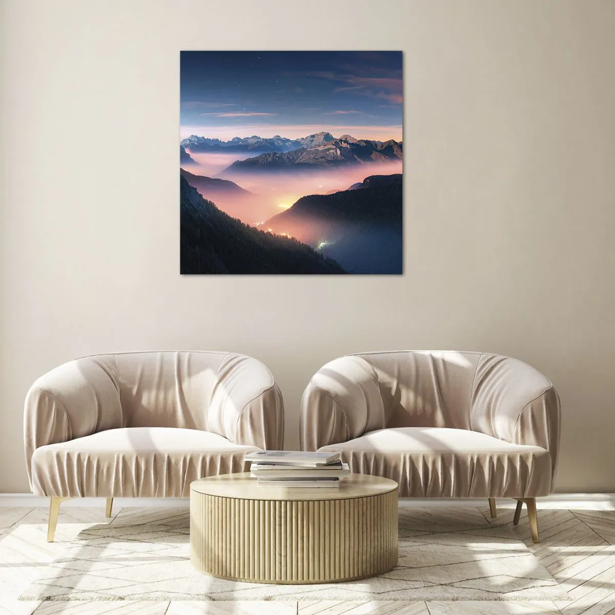 Cuadro sobre vidrio - Impresiones sobre Vidrio - Luz en los valles - 70x70 cm