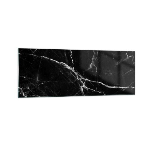 Cuadro sobre vidrio - Impresiones sobre Vidrio - Mármol negro con vetas blancas en el detalle. - 140x50cm - La vida secreta de la piedra - Decoración de pared moderna para salón y dormitorio ARTTOR