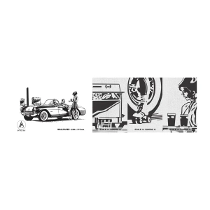 Muestra de fotomural Premium Canvas - Años 60 - la América despreocupada - Auto Vintage, Gasolinera, America - 100x30 cm
