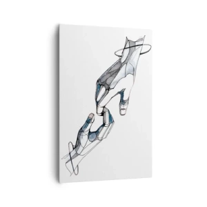 Cuadro sobre lienzo - Impresión de Imagen - Representación artística de una mano en forma minimalista y geométrica. - 80x120cm - Un buen gesto - Decoración de pared moderna para salón y dormitorio ARTTOR