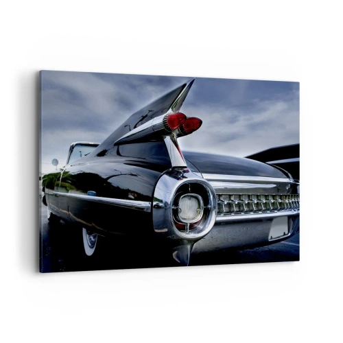 Cuadro sobre lienzo - Impresión de Imagen - Un coche retro clásico con cromo brillante y aletas. - 120x80cm - ¡Por eso es hermoso! - Decoración de pared moderna para salón y dormitorio ARTTOR