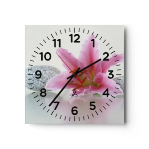Reloj de pared - Reloj de vidrio - Estudio en rosa, gris y blanco - 40x40 cm